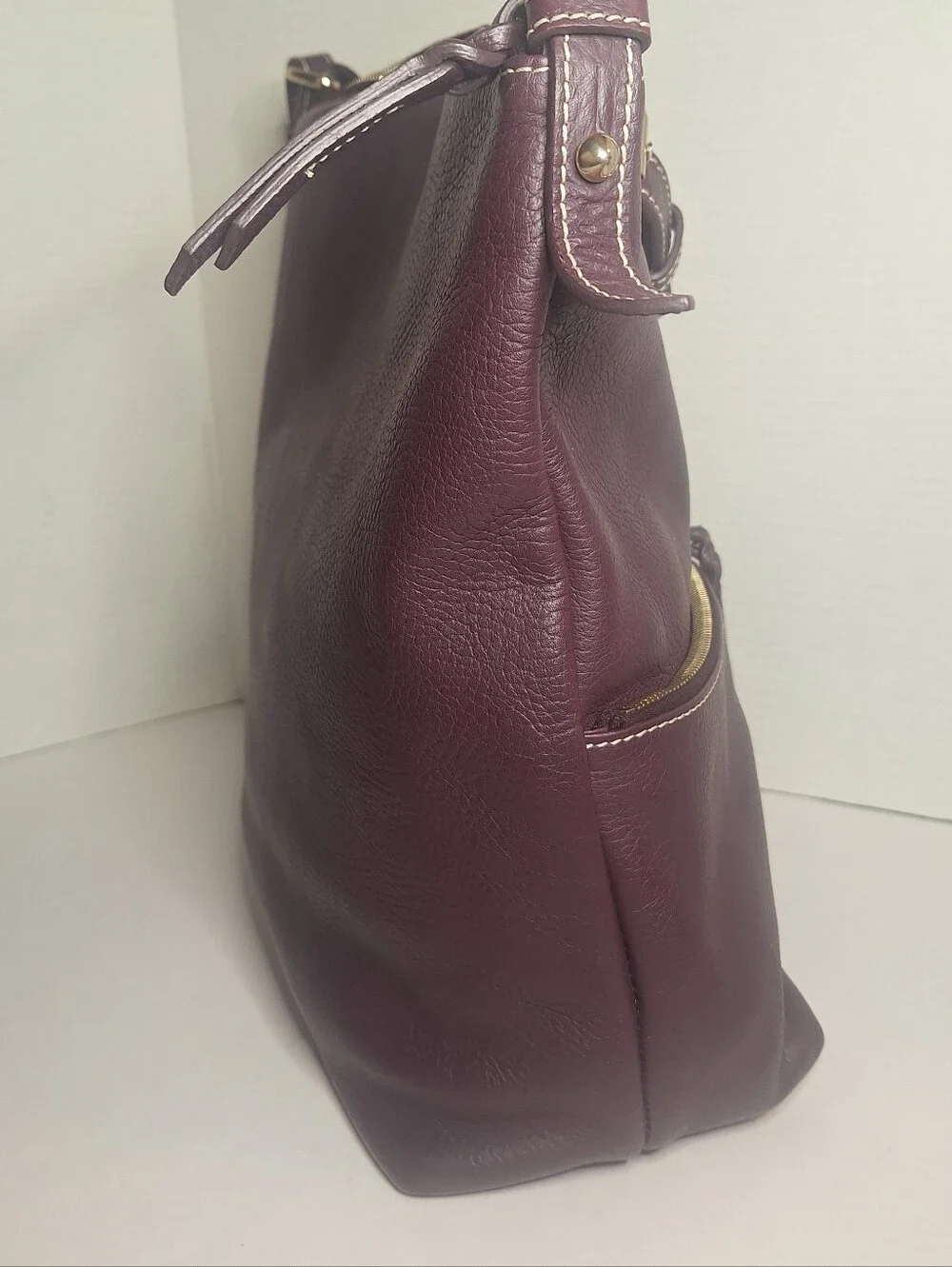 Dooney & Bourke Dillen Double Pocket Satchel Large Handbag Purse Purple Plum